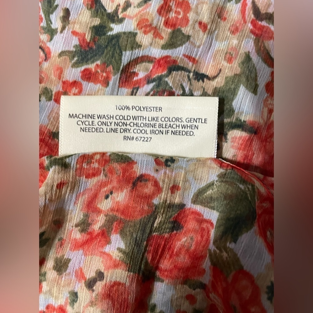 Bobbie Brooks Shirt, Women's size M Green Tan Orange, Floral - Picture 6 of 6